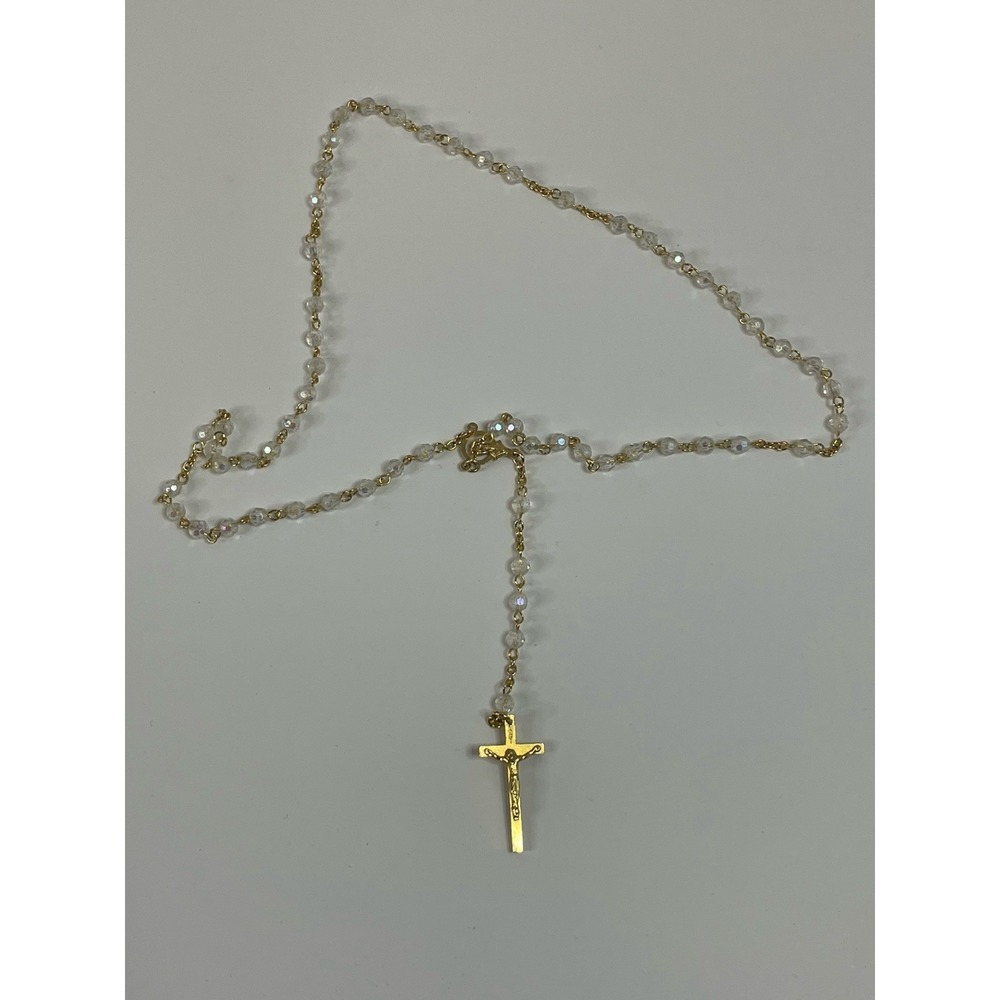 Catholic Rosary Crucifix Religious Italy Prayer Beads 14" Length